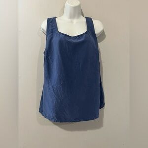 INC International Concepts Blue Tank Top silk ,linen